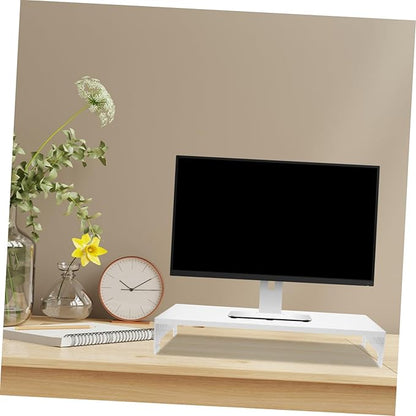 Mipcase Acrylic Monitor Stand Riser with Legs White Computer Lifting Rack for Desk Posture Improvement Neck Shoulder Relief Home Office Use