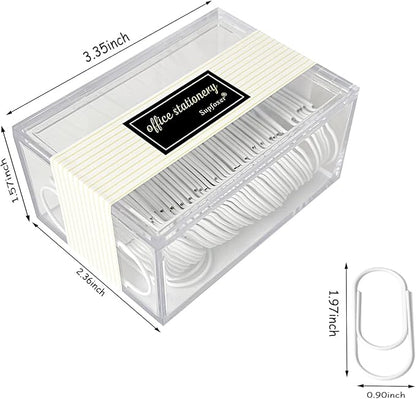 Big Paper Clips, 50pcs of Durable and Rustproof Coated 2 Inch Large Paper Clips Great for Office Supplies Wedding Invitation Card Bookmarks(White)