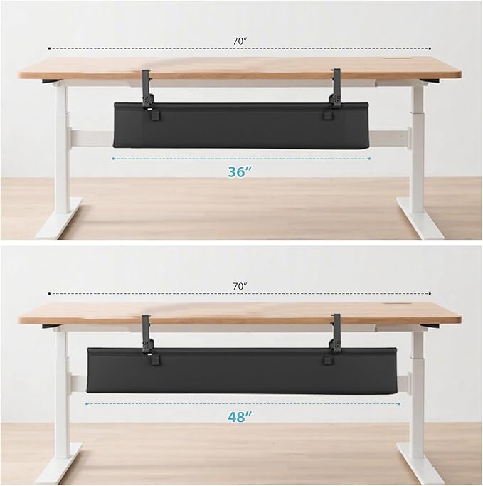 Oxford Cloth Under Desk Cable Management Tray,No-Drill 36" Desk Cable Management Organizer with Clip/Screw Installation,Holds Up to 70 lbs,Fabric Cable Management for Home,Office & Gaming Computer