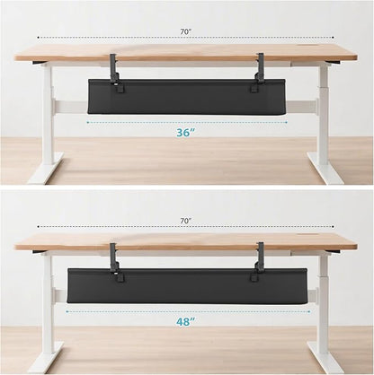 Oxford Cloth Under Desk Cable Management Tray,No-Drill 36" Desk Cable Management Organizer with Clip/Screw Installation,Holds Up to 70 lbs,Fabric Cable Management for Home,Office & Gaming Computer