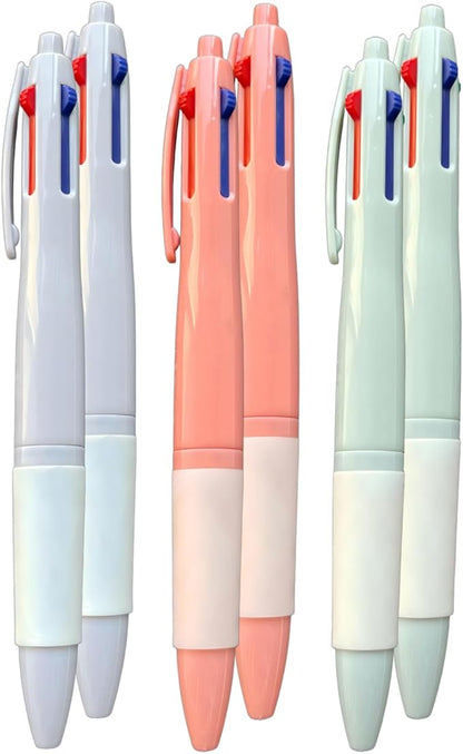 Multi Color Pen 6-pack Oil Gel pen 0.5mm Nipple-style Nib Smooth writing Multicolor Ballpoint Pen 4 colors in 1 Pen multicolor pen in one