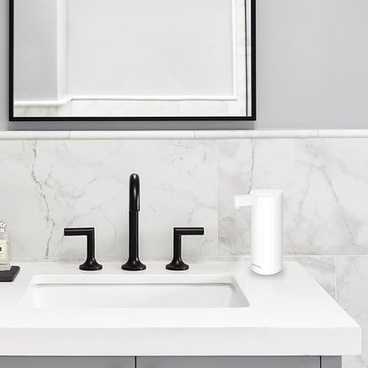 Automatic Soap Dispenser Stainless Steel with Sensor Infrared Soap Dispenser Electric IPX5 Waterproof USB-C Charging Motion Sensor for Kitchen & Bathroom (White)