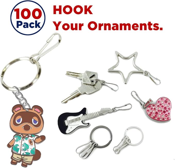 100pcs Stainless Steel Lanyard Snap Spring Hooks, Rust-Proof Lanyard Clasp Zipper J Clip for Key Chain ID Name Card Tag DIY Craft Badge Holder Keyring -1 Inch（25mm） 304 Stainless Steel