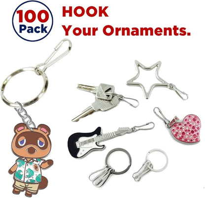 100pcs Stainless Steel Lanyard Snap Spring Hooks, Rust-Proof Lanyard Clasp Zipper J Clip for Key Chain ID Name Card Tag DIY Craft Badge Holder Keyring -1 Inch（25mm） 304 Stainless Steel