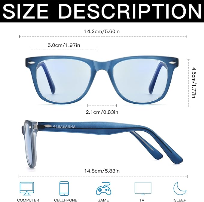 99.9% Blue Light Blocking Glasses For Men Women Anti-Fatigue Computer Gaming Sleep Glasses Reduce Eye Strain