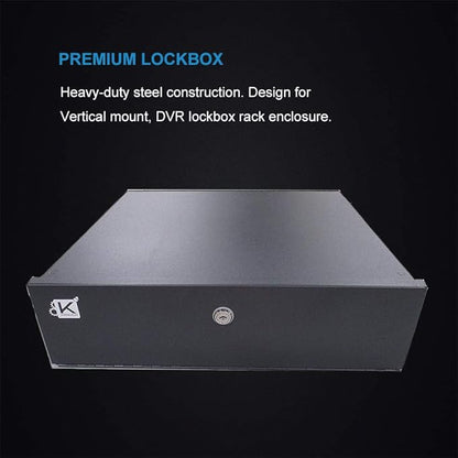 Kenuco White Heavy Duty 16 Gauge Steel DVR Security Lockbox with Fan (BK 15'' X 14.86'' X 4.96'')
