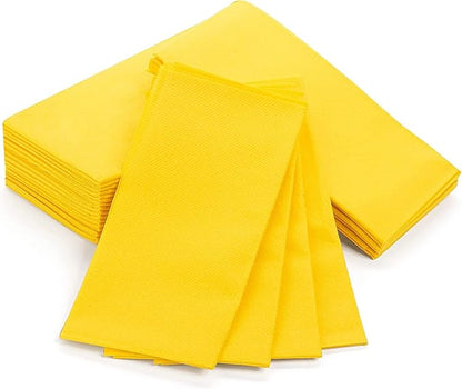 AMERICAN HOMESTEAD Paper Napkins - Yellow Disposable Linen-Like Dinner Napkins - Restaurant-Quality Table Serviettes for Weddings, Parties, and Events - 15.75" x 15.75" - 50 Count