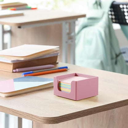 Sticky Note Holder, Post It Note Dispenser for Office Desk Accessories, Self Stick Note Pad Holder, Memo Pad Holder Dispenser Organizer for School Office Desk Supplies, Pink