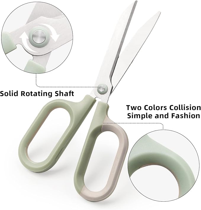 Multipurpose Scissors, Comfort-Grip Handles Sharp Scissors for Office Home School Craft Sewing Fabric Supplies (7", Green-1)