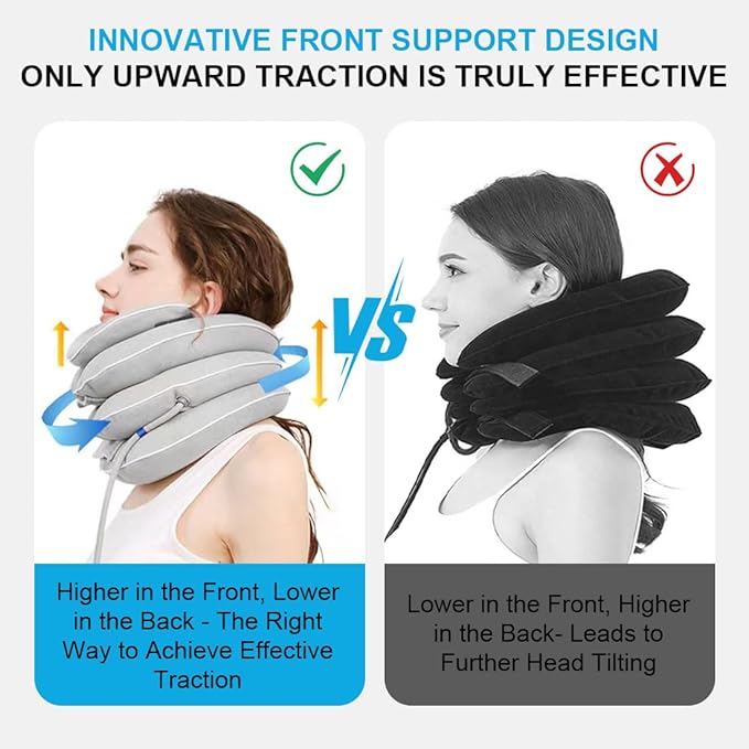 Neck Stretcher with Neck Brace,Cervical Traction Neck Device,Neck Relief Tool,Adjustable Inflatable Cervical Brace,Home Use Neck Decompression New Technology Breathable Fabric Washable&Colorfast