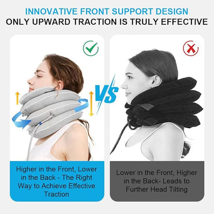 Neck Stretcher with Neck Brace,Cervical Traction Neck Device,Neck Relief Tool,Adjustable Inflatable Cervical Brace,Home Use Neck Decompression New Technology Breathable Fabric Washable&Colorfast