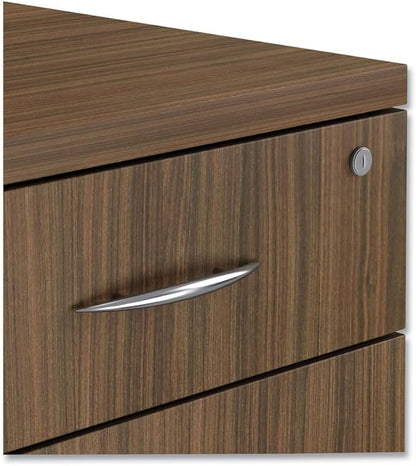 Alera Alera Valencia Series Mobile Pedestal File, Left/Right, 3-Drawer: Box/Box/File, Legal/Letter, Walnut, 15.88 X 20.5 X 28.38