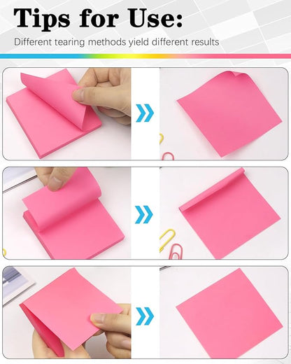 Sticky Notes 3x3 Inches, Self-Stick 48 Pads Bulk, 100 Sheets/Pad, 6 Bright Colors, Adhesive Notes for Home, School, Office, Use on Walls, Doors, Windows