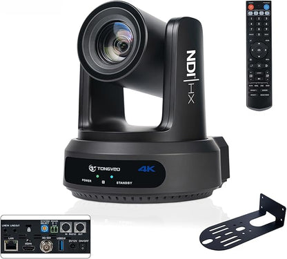 4K NDI PTZ Camera 60FPS, 4KP60 AI Auto-Tracking 20X Optical Zoom Video Conference Camera 1/1.8 UHD CMOS 8.42MP with USB 3G-SDI HDMI LAN Outputs POE Live Streaming for Church Worship Conference Events