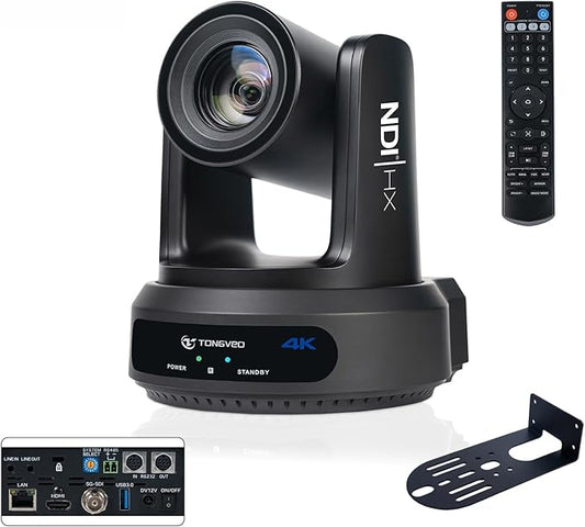 4K NDI PTZ Camera 60FPS, 4KP60 AI Auto-Tracking 20X Optical Zoom Video Conference Camera 1/1.8 UHD CMOS 8.42MP with USB 3G-SDI HDMI LAN Outputs POE Live Streaming for Church Worship Conference Events