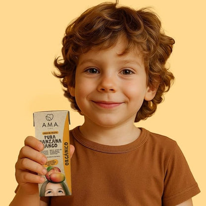 AMA TIME Organic Apple & Mango Juice Boxes for Kids, 24 Pack | 6.76 fl oz Each | USDA Organic Juice with Vitamins A & C | No Added Sugar, Gluten-Free, Lunchbox & Snack Box Drinks