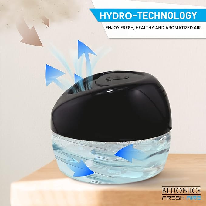 Bluonics Fresh Aire 3 Pack Water Air Washer, Air Revitalizer & Freshener with 4 Fragrance Bottles, 7-Color LED Night Light & White Noise Feature
