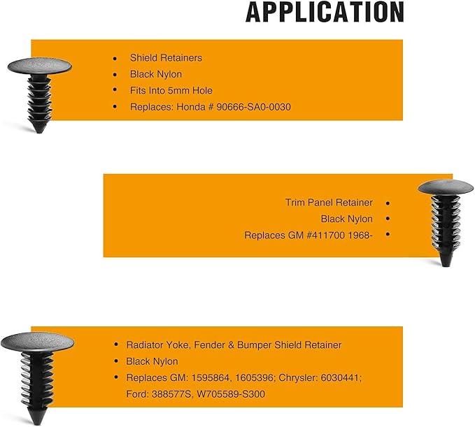 GOOACC 146PCS Nylon Bumper Shield Retainer & Double End Xmas Tree Retainers Clips Universal Auto Body Shield Retainer Fastener Clip Assortment- Bonus Fastener Remover