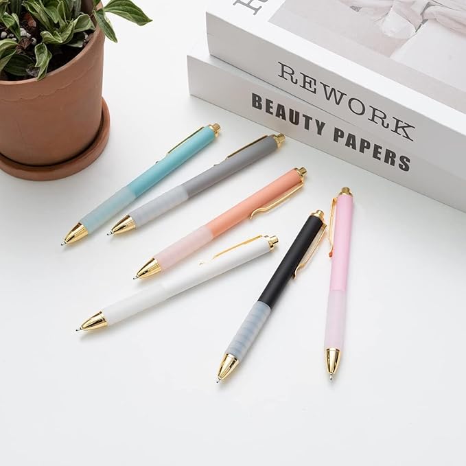 Pens, Pens Fine Point Smooth Writing Pens, Personalized Ballpoint Pens Bulk, Flair Colorful Pens, Black Ink 1.0 mm Journaling Pen, Office Supplies for Women & Men, Note Taking(12-pack)