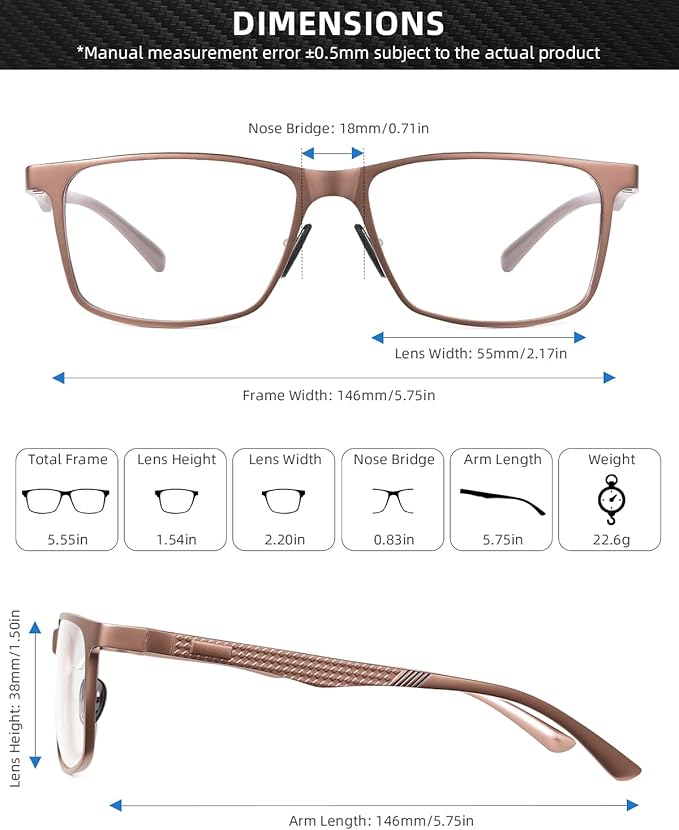 JM Al-Mg Metal Blue Light Blocking Glasses Men Women Anti Blue-Light Computer Glasses, Relieve Eyestrain and Eye Protection