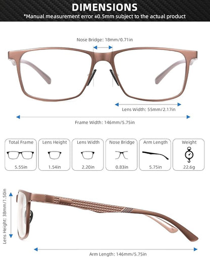 JM Al-Mg Metal Blue Light Blocking Glasses Men Women Anti Blue-Light Computer Glasses, Relieve Eyestrain and Eye Protection