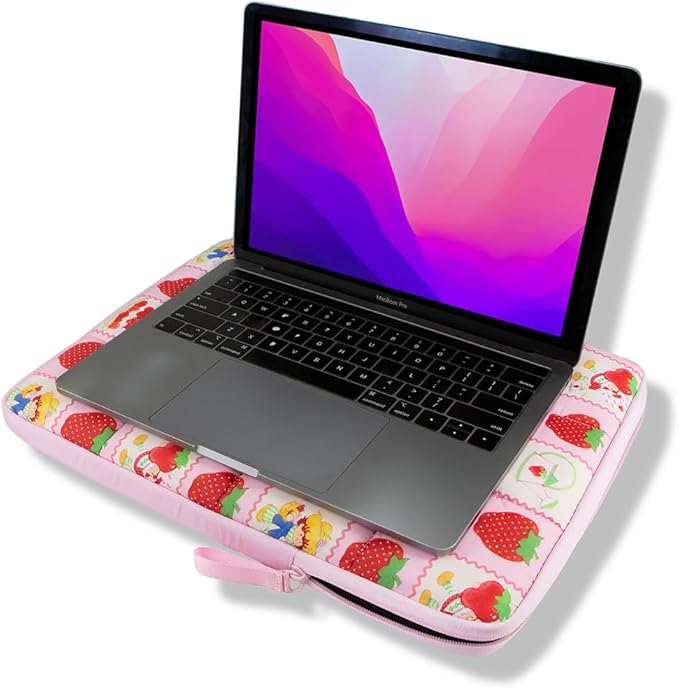 Sonix | Puffy Laptop Sleeve | 15-16 Inch, Quilted Pillow Puffer Laptop Carrying Case, Computer Sleeve | Strawberry Shortcake Checkered