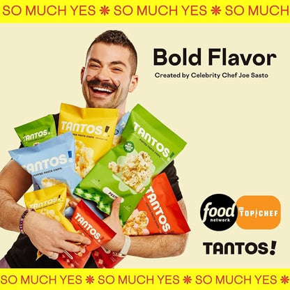 Tantos! Puffed Pasta Chips, Healthy Pasta Snack by Top Chef Joe Sasto, As Seen on Shark Tank, Plant Based, Low Calorie, Crunchy Chips, Variety Pack, Marinara, Pesto, Cacio e Pepe, Classico, Gourmet Bold Flavors, 1 oz 6 Pack, Cacio e Pepe
