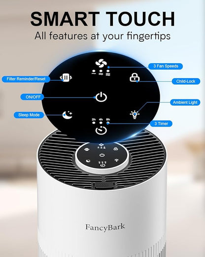 Air Purifiers for Home Bedroom Up to 1000 Ft², H14 True HEPA Room Air Purifiers for Bedroom With Sleep Mode Light Mode & Aroma Function Air Cleaner Smoke Odor Dust Pollen Pet Dander (White)