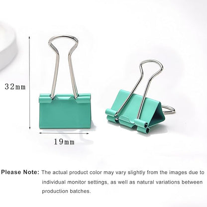 50 Pack Small Green Binder Clips 3/4 Inch (19 mm), Colored Little Paper Clamps, Tiny Mini Paper Clips for Office Home School Business 0.75"
