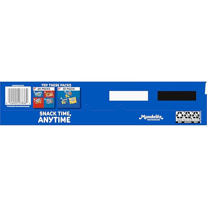 Nabisco Cookies Variety Pack, OREO, Nutter Butter, CHIPS AHOY!, 40 Snack Packs (4 Cookies Per Pack, 4 Boxes)