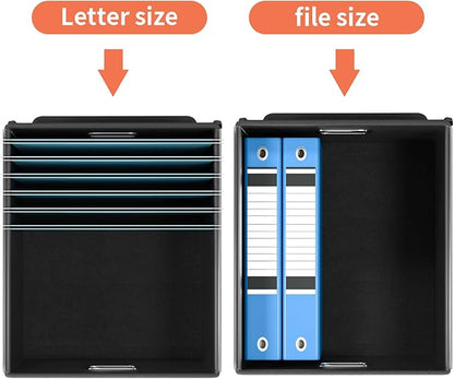 Huolewa Portable File Organizer Box with Lid, Large Linen Hanging Office Document Storage Box with Lid, Collapsible Filing&Storage Box for Office/Decor/Home - 14.9 x 12.7 x 10.8 inch