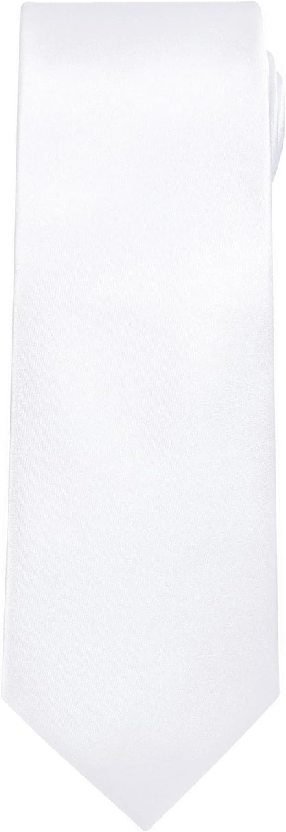 TIE G 5pcs Tie Set in WHITE OR BLACK GIFT BOX: Solid Color Necktie, Satin Bow Tie, Pocket Square, Lapel, Cuff Links