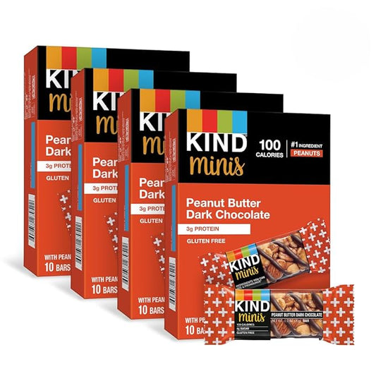 KIND Minis Healthy Snack Bar, Peanut Butter Dark Chocolate, 3g Protein, Gluten Free Bars, 0.7 OZ, (80 Count)