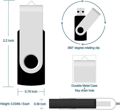 64GB USB Flash Drive 10 Pack, USB Drives 64GB JBOS Memory Stick Swivel Gig Stick Flash Drives 64GB USB2.0 Pendrive, Thumb Drives 10 Pack, Zip Drive, Jump Drive, 64GB USB (Mixed Colors)
