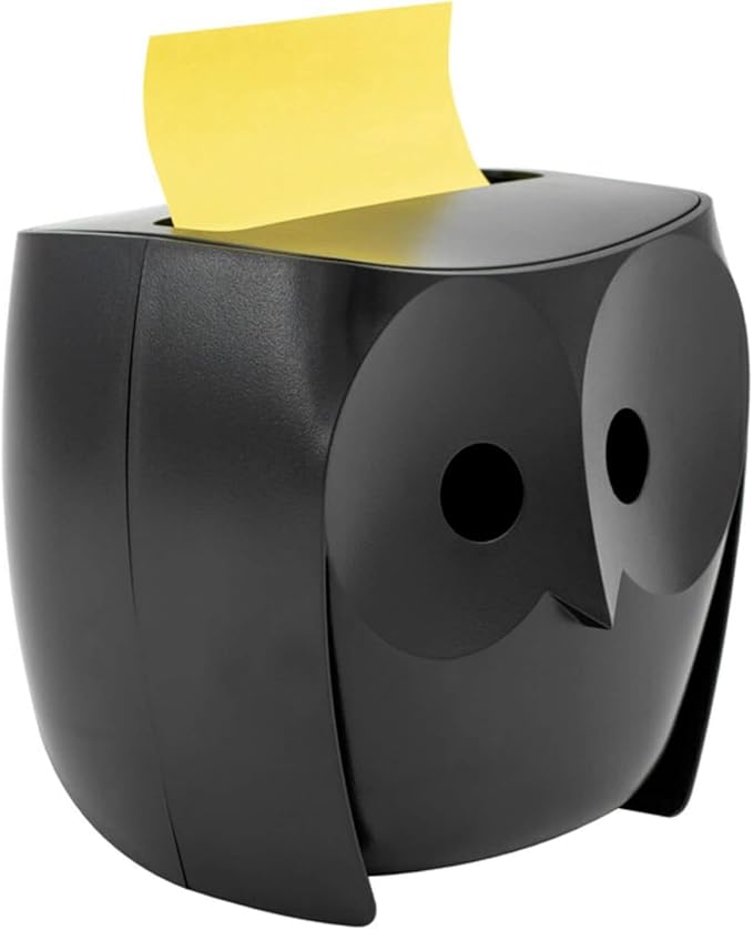 Post-it Owl Note Dispenser, Includes 1 Pad of Post-it 3 in X 3 in Super Sticky Dispenser Pop-up Notes, 45 Sheets (OWL-330-BK)