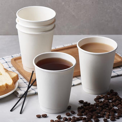 CIAO! 12 oz Insulated Double Wall White Paper Hot Cup, 90 mm Diameter, 500 Count