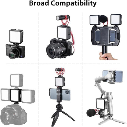 ULANZI VL49 2000mAh LED Video Light w 3 Cold Shoe, Rechargeable Soft Light Panel, Portable Photography Lighting for DJI OSMO Sony DSLR Canon Camera GoPro Vlogging
