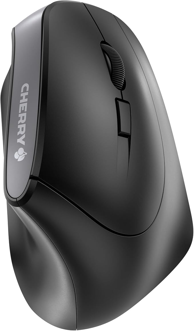 CHERRY MW4500 Wireless Vertical Ergonomic Optical Mouse, up to 1200 DPI, 6 Buttons and Scroll Wheel For Laptop, PC, Desktop or Mac. Right Handed.