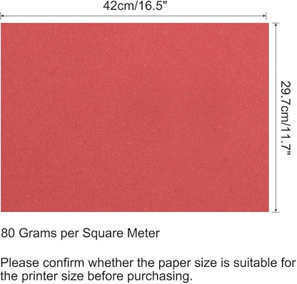 MECCANIXITY 50 Sheets Colored Copy Paper 16.5 x 11.7 Inch Printer Paper 80gsm Bright Red for Office Printing, Document Copying, Invitations, Forms, Art Projects