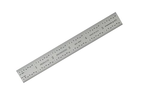 PEC Tools Rigid 6" Metal Ruler Set of 2, High Carbon Steel, Measurement Markings 1/32", 1/64", 0.5mm, 1mm, Suitable for Engineers Between Imperial and Metric Systems, Made in USA