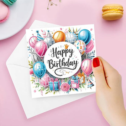 6PCS Diamond Art Painting Greeting Cards,Happy Birthday Cards with Envelopes,DIY Card Making Kits Thank You Card Arts Crafts for Birthday