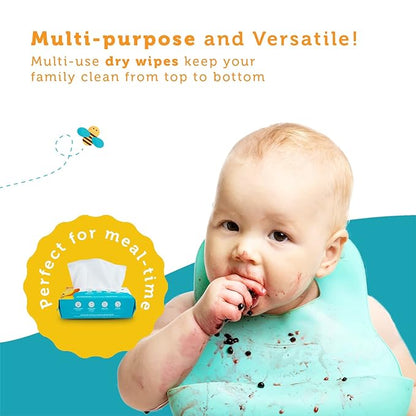 Whoopsie Wipes – The Original 100% Pure Cotton Dry Baby Wipes – Ultra Soft, Unscented, Chemical-Free Wipes for Sensitive Skin – Use Dry or Add Water for Wet Wipes – 12 Packs (1200 Count)