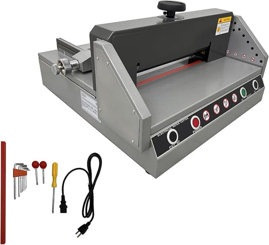 A4 Desktop Electric Paper Cutter 1.57in Cutting Thickness 13in Width Paper Trimmer with Infrared Protection for Office, School, Printing Plant