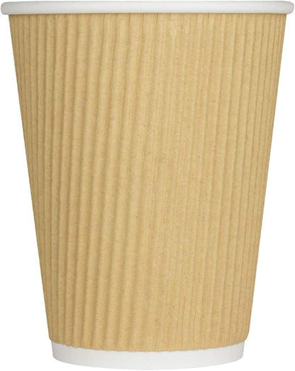 Karat 12 oz Ripple Insulated Coffee Cup [500 Count] Disposable Paper Hot Cup, Sturdy & Leak Proof, 90mm, No Lids