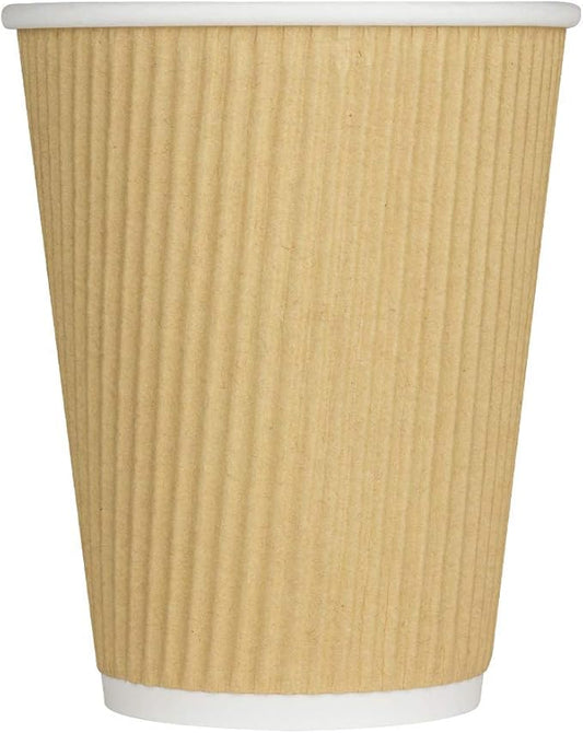 Karat 12 oz Ripple Insulated Coffee Cup [500 Count] Disposable Paper Hot Cup, Sturdy & Leak Proof, 90mm, No Lids
