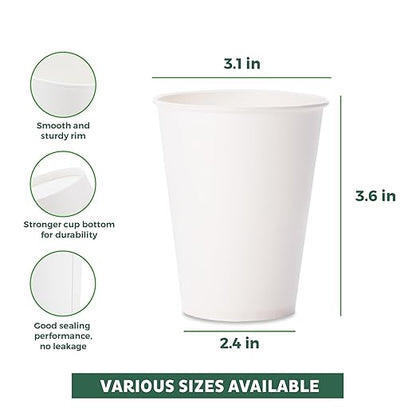 Freshware Coffee Cups 8 oz [300 Pack] Disposable Paper Cups for Hot or Iced Coffee Cup, Slushie Cup, Milkshakes, Smoothies, and Tea