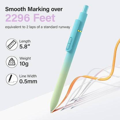 inkipen- 16 Pack Pens, Gel pens Black Ink, Fine Point(0.5mm),Quick-Drying Smooth Writing,School and Office Supplies （colorful）