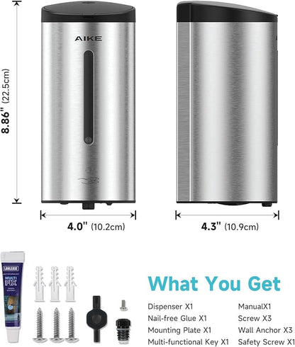 AIKE Wall Mount Automatic Foam Soap Dispenser 25 OZ Commercial Large Capacity Stainless Steel Model AK1205FA(Brushed)