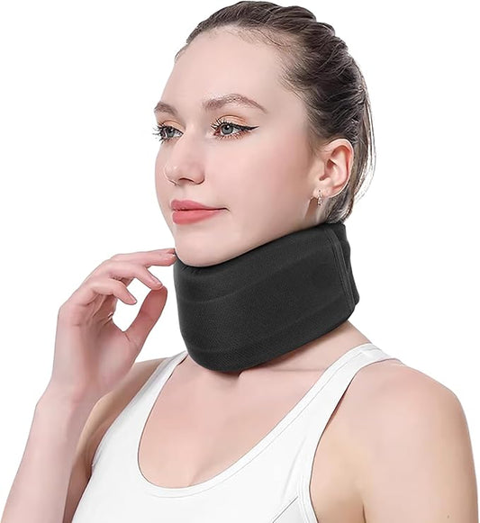 CozyHealth Neck Brace for Neck Pain and Support, Soft Neck Support Relieves Pain & Pressure in Spine for Women & Men, Wrap Align Stabilize Vertebrae Foam Cervical Collar for Sleeping (Black, M, 3.5" Middle Height)