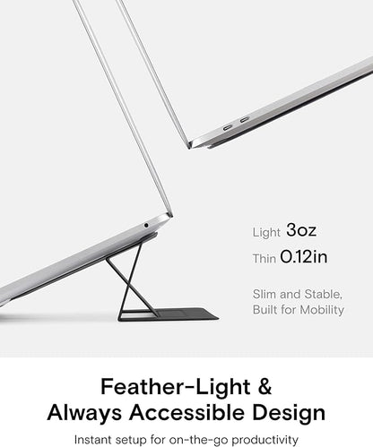 MOFT Laptop Stand for Desk, Adhesive MacBook Computer Stand with 2 Adjustable Viewing Angles, Foldable and Portable Laptop Riser Compatible with 11"-16" Laptops, Silver(Adhesive Version)